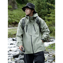Threebooy Men's Single-Layer Casual Coat Contrast Windproof Waterproof Zipper Outdoor Fashion Jacket Outdoor Jacket