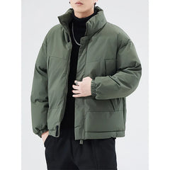 Threebooy Autumn winter new cotton warm standing collar cotton jacket men loose casual cotton jacket men