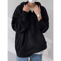 Threebooy Korean retro lazy style hooded knitted sweater men's autumn and winter new trend brand loose couple pullover jacket top