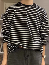Threebooy Loose Fit Men's Stripe Sweatirt Long Sve T-irt Comfortable Breathable Youthful Sle Fall Faion Casual Wear