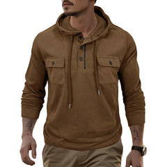Threebooy European American Men's Sweatshirt Outdoor Hooded Sports Pocket Long-sleeved Drawstring Bottoming Top Hoodies