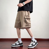 Threebooy Summer Shorts Men Solid Casual Mulit-pockets Cargo Shorts Straight Loose Short Joggers