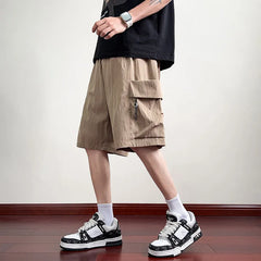 Threebooy Summer Shorts Men Solid Casual Mulit-pockets Cargo Shorts Straight Loose Short Joggers