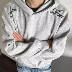 Threebooy Men's Embroidered Hooded Long-Sleeved Sweatshirt American Retro Fashion Trend High Street Loose Casual Breathable Niche Men Tops