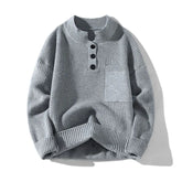 Threebooy Autumn and Spring New Style Pure Color Thickened Warm Round Neck Knit Sweater Men's Loose Sports Plus Size High Quality Sweater