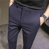 Threebooy British Style Summer Thin Business Dress Suit Pants Men Clothing Slim Fit Casual Office Trousers Formal Plus Size 28-38
