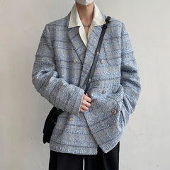 Threebooy Men's Azure Tweed Jacket