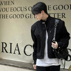 Threebooy Men's jacket Retro Motorcycle Jacket Fashion Korean Style Spring Autumn Vintage Brown Short Jacket High Street Outerwear Coat