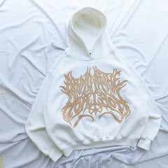 Threebooy Punk Goth Oversized Patchwork Pattern Sweatshirt Hoodie Mens and Womens Long Sleeved Pullover Y2k Hoodies Casual Clothes Tops