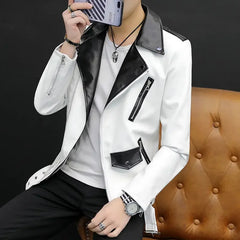 Threebooy Slim Fit Male Blazer Korean Style Coat Thin Men's Suit Jackets White Fashionable Fashion Trendy High Quality Loose