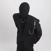 Threebooy Korean Starry Sky Suit Jacket Men Niche Pearl Hanging Chain Desige Trendy Solid Color Stage Wear High-end Feeling Blazer Coat