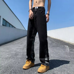 Threebooy Korean Fashion Black Baggy Flared Jeans Y2K Pants Men Clothing Straight New Casual Women Long Trousers Pantaloni Uomo