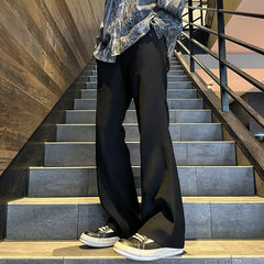 Threebooy Men's Four Seasons New Mid-Waist Micro-Flared Casual Pants Fashion trend Leisure Mens Flared Leg Trousers Korean Pants Men