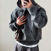 Threebooy Mens Sweater Hooded Rough Weaving Sweater Streetwear Fashion Versatile Casual Versatile Male Campus Long-Sleeve Top Men'S Wear