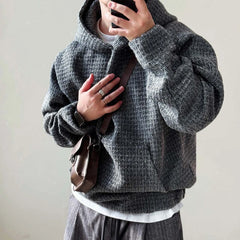 Threebooy Mens Sweater Hooded Rough Weaving Sweater Streetwear Fashion Versatile Casual Versatile Male Campus Long-Sleeve Top Men'S Wear