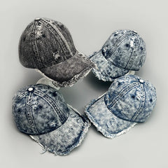 Threebooy New Unisex American Vintage DenimBroken Style Gradient Baseball Hats Versatile Fashion Personal Trend Breathable ins Peaked Caps