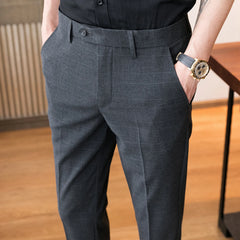 Threebooy Men's business plaid suit Trousers/Fashion Male Formal Wedding Dress Pants Street Wear Clothing Black Gray