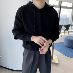 Threebooy New Japanese Leisure Men's Hooded Sweater Trendy Harajuku Preppy Style Long Sleeve Hoodies Autumn Casual Vintage Warmth Knitwear