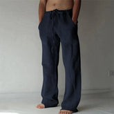 Threebooy New Men's Trousers, Hemp Casual Solid Color Thin Linen Spot