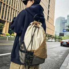 Threebooy Outdoor Multifunction Waterproof Camping Travel Drawstring Backpack Men Women Techwear Style Hip Hop Crossbody Laptop Bag