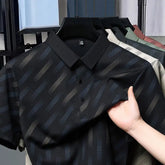 Threebooy New Thin Loose Smart Casual Tops Men's Short Sleeve Trend Striped Print Plus Size Harajuku T Shirts Fashion Vintage Men Clothing