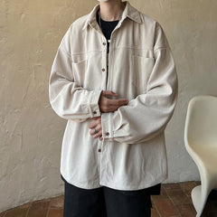 Threebooy Corduroy Shirt Boys Spring Autumn American Retro Long-sleeved Shirt Japanese Casual Jacket
