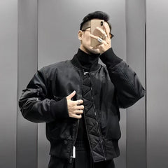 Threebooy Mens Fashion Trend Solid Color Cotton Jacket Pilot Jacket Short Autumn And Winter New Thick High Quality Casual Y2k Jacket Men
