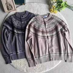 Threebooy New Japanese Retro Men Cardigan Luxury Ethnic Printed Knitted Slim-fit Long Sleeve Sweater Coats Autumn Premium Quality Knitwear