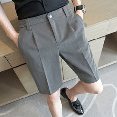 Threebooy British Style Summer Thin Shorts New Men's Naples Business Casual Short Pants Fashion Slim Fit Formal Suits Shorts Homme 28-36