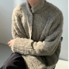 Threebooy American retro faux fur fur coat men's short style solid color mink fur winter jacket