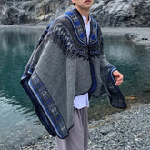 Threebooy Mens Shawl Totem Ethnic Style Imitation Cashmere Acrylic Scarf Fashion Streetwear Elegant Versatile Cloak Scarf Unisex