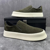 Threebooy Men's Casual Shoes Spring Autumn Winter Low Top Slip-On Fashion Leather Thick Bottom Heightening Soft Insole Lightweight