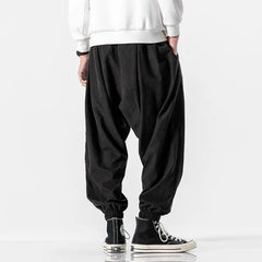 Threebooy New Japanese Retro Straight Wide Sports Loose Lantern Trousers in Summer