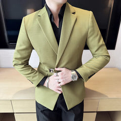Threebooy Royal Blazer Men Slim Fit Party Office Dress Suit Single Button Mens Suit Jacket Hombre Smoking Tuxedo Coat S-3XL
