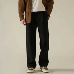 Threebooy American High Street High-end Black Straight Leg Trousers Versatile Trendy Loose Wrinkle Resistant Drooping Feeling Suit Pants