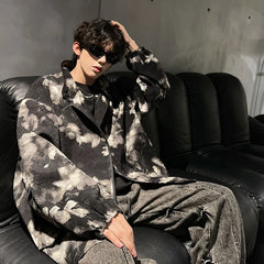 Threebooy Men's High Quality Printed Texture Jackets Streetwear Casual Jacket Male Autumn New Couple Fashion Loose Zipper Coat