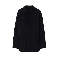 Threebooy Korean Version Solid Color Elastic Fashionable Top Men Solid Color Free Long-sleeved Shirt for Autumn New High-end Trendy Shirt