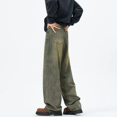 Threebooy Baggy jeans mens New Korean Men's Casual Long Jeans Classic Man Straight Denim Wide-leg Pants Solid Low-rise jeans