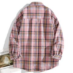 Threebooy Spring Men's Shirts Single Breaste Classic Plaid Lapel Shirts Smart Casual Flannel Shirt Long Sleeved Autumn Men Stripe Top
