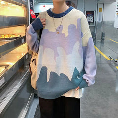 Threebooy Sweater Y2K With Hearts Harajuku Fashion Men's Clothes Winter Trend Women's Print Oversize Korean Knit Hip Hop Clothing Sweater