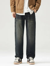 Threebooy Autumn New Men's Solid Color Vintage Jeans Baggy Straight Comfortable Soft Denim Pants Fashion Korean High Street Y2K Trousers