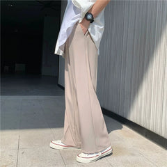 Threebooy New Japanese Retro Male Suit Pants Light Luxury Straight Draped Button-down Business Casual Pants Premium Slim Elegant Trousers