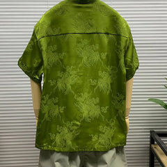 Threebooy Mens Shirt Chinese Style Buttoned Carved Shirt Summer Fashion Versatile Temperament Outdoor Casual Tops Men'S Clothing