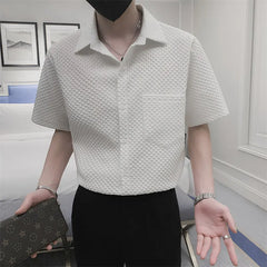 Threebooy Summer Plaid Shirts Men Short Sleeve Loose Shirts Male Streetwear Social Party Chemise Homme Hip-hop Harajuku Top S-3XL