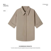 Threebooy Loose Fit Half Sleeve Summer Shirt men Solid Color Metal Button Collar Casual Comfort Breathable Lightweight Top 2025 Trendy