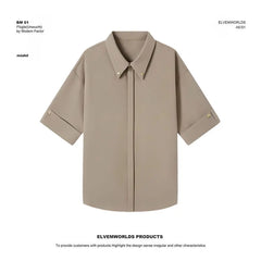 Threebooy Loose Fit Half Sleeve Summer Shirt men Solid Color Metal Button Collar Casual Comfort Breathable Lightweight Top 2025 Trendy