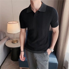 Threebooy New Style Men's summer High quality short sleeves Polo Shirts/Male Slim Fit Stripe Ice silk Hollow out POLO shirts S-3XL