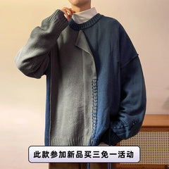 Threebooy Hip Hop Patchwork Men's Knitted Sweater Vintage Men Top Pullovers Ripped Sweaters and Jumpers Male Retro Streetwear