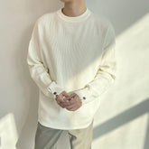 Threebooy Autumn Clothing Men's Knitted Luxury Pullover Sweater Casual Vintage O Neck Solid Color Long Sleeve Premium Leisure Knitwear