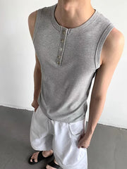 Threebooy Mens Slim Fit Sleeveless Vest 2025 Summer New Casual Textured Ribbed Camisoles Men Sports Training Stretch Tank Tops
